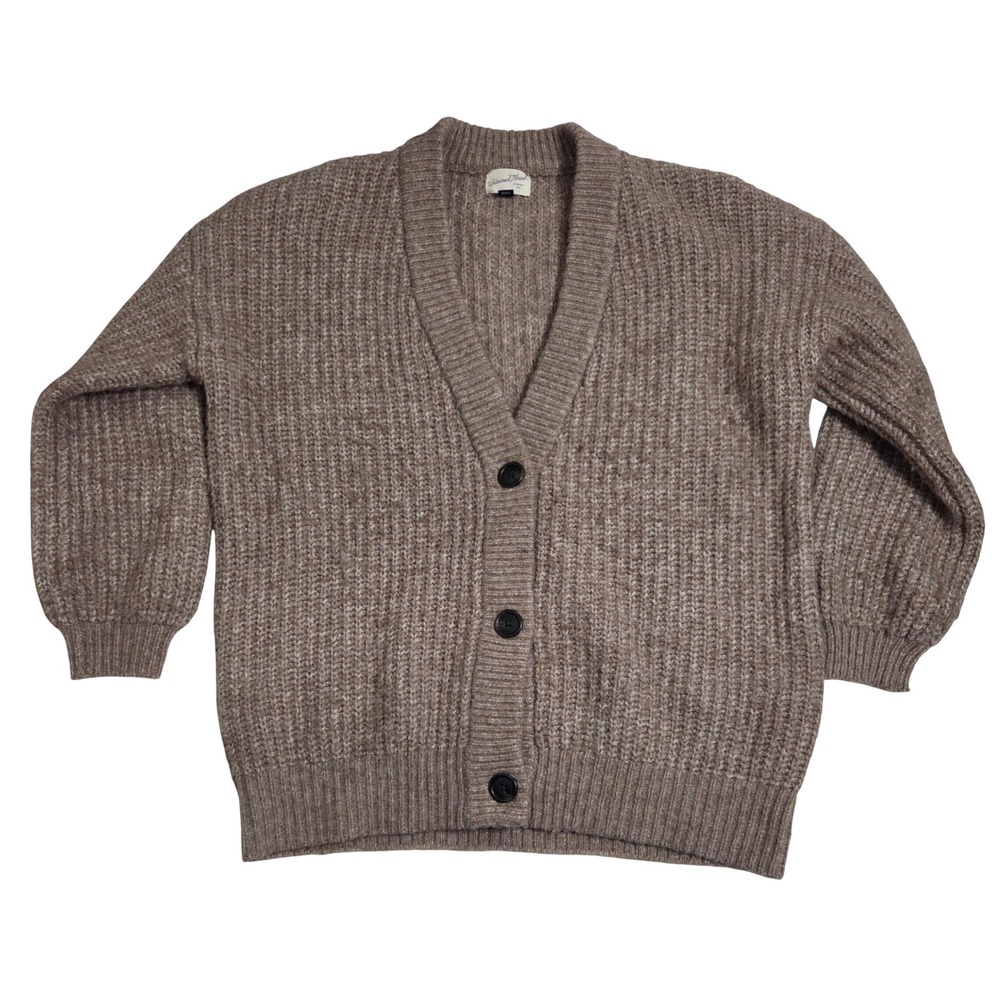 Universal Thread Womens Oversized Ribbed Cardigan Sweater Taupe Marl Medium - Picture 3 of 10
